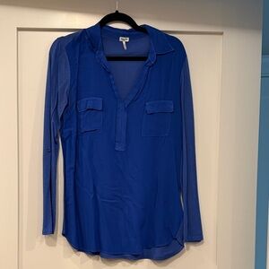 Splendid Royal Blue Long-Sleeve V-Neck Blouse, size S